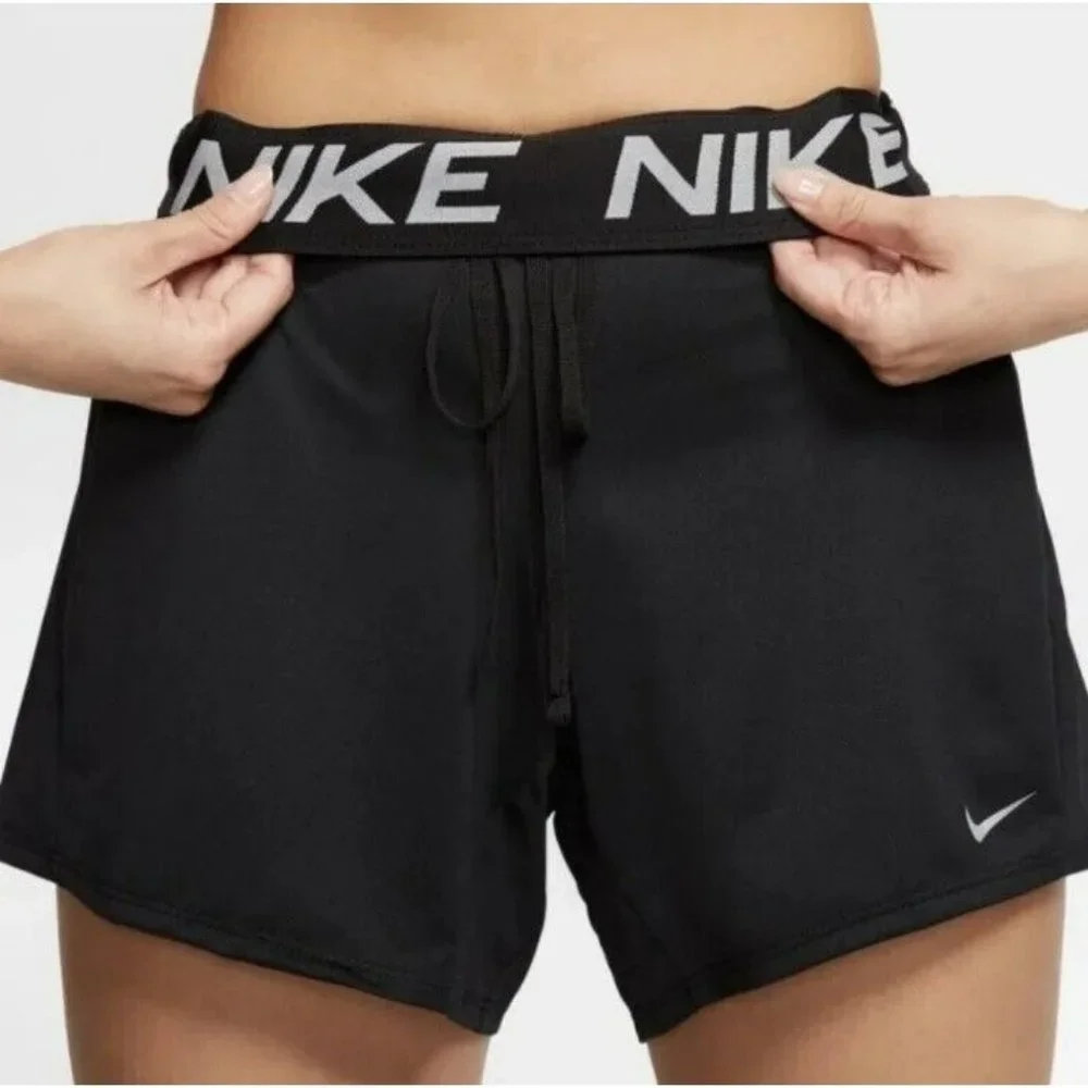 SMALL WOMEN'S NIKE PRO RUNNING SHORTS BLACK WHITE SPORTSWEAR DX6024-010